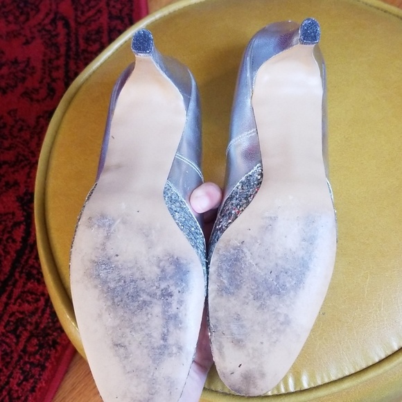 VTG M'Lady Silver Sequined Dorothy Heels - Picture 4 of 8